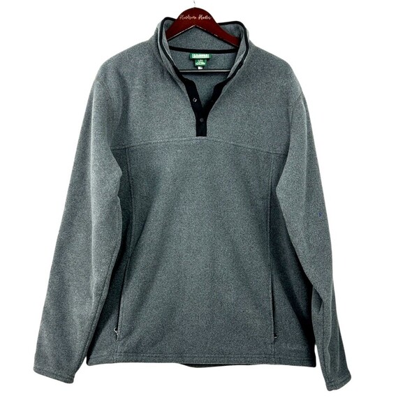 LL Bean Sweater Fleece Pullover Mens Sz LT Gray Black Snap Neck Casual Gorpcore - Picture 1 of 12